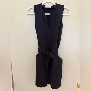 Vanessa Bruno Size 0 Charcoal Sleeveless belted Shift Dress